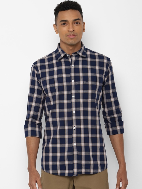 

Allen Solly Men Navy Blue & White Slim Fit Checked Casual Shirt