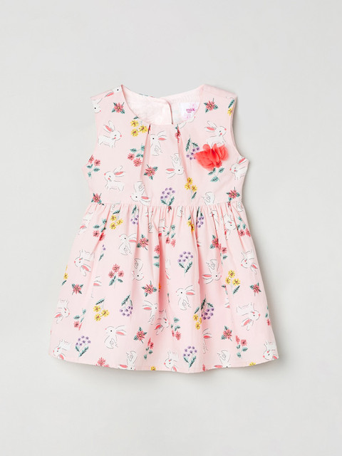 

max Girls Pink Printed Fit and Flare Dress