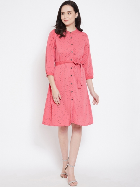 

Ruhaans Women Pink Printed Shirt Dress