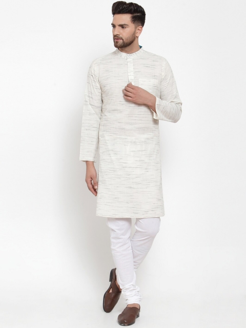 

NEUDIS Men White Striped Kurta with Pyjamas