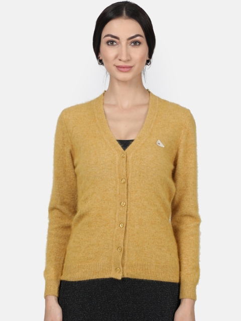 

Monte Carlo Women Mustard Yellow Solid Woolen Cardigan Sweater