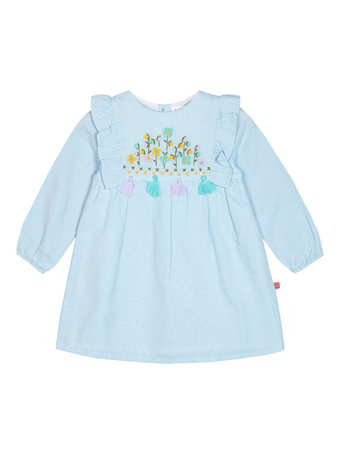 

Budding Bees Girls Blue Embroidered A-Line Dress