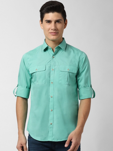 

Peter England Casuals Men Green Slim Fit Solid Casual Shirt