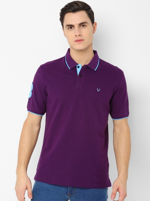 

Allen Solly Men Purple Solid Polo Collar T-shirt