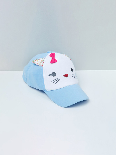 

max Girls Blue & Off-White Self Design Baseball Cap