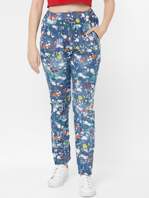 

Juliet Women Blue & Orange Tapered Fit Printed Joggers