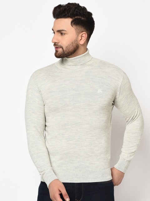 

98 Degree North Men Grey Melange Solid Front-Open Sweater