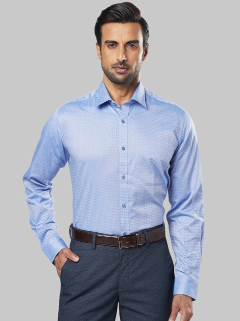 Raymond Men Blue Regular Fit Self Design Formal Shirt