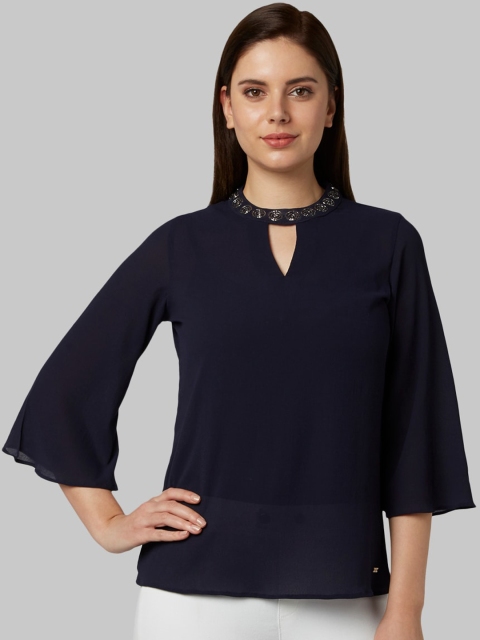 

Park Avenue Woman Women Navy Blue Solid Top