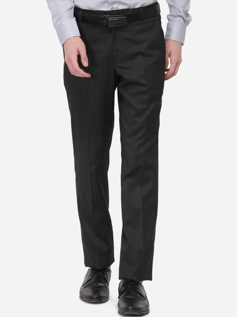 

Greenfibre Men Black Regular Fit Solid Formal Trousers