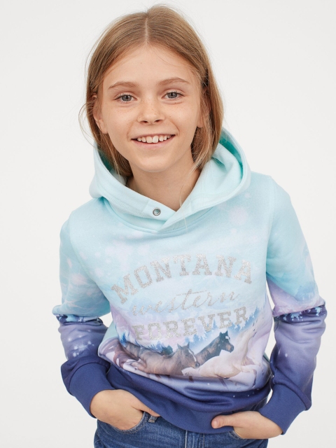 

H&M Girls Blue Motif-Detail Hoodie