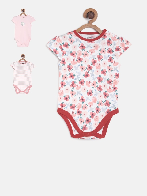 

MINI KLUB Infant Girls Pack Of 3 Printed Bodysuit, Pink
