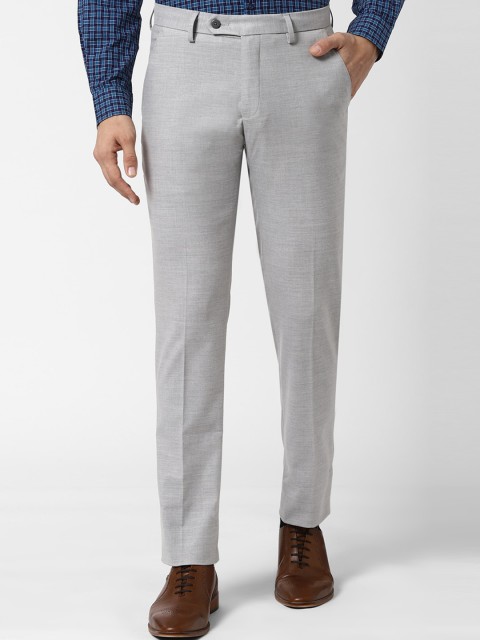 

Peter England Men Grey Slim Fit Solid Formal Trousers