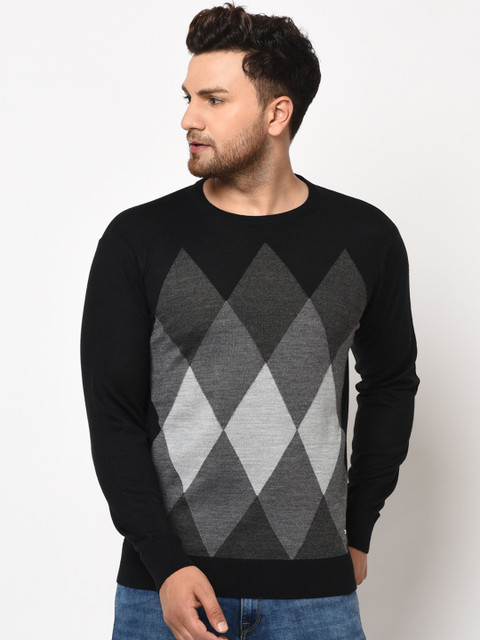 

98 Degree North Men Black Printed Pullover Sweater