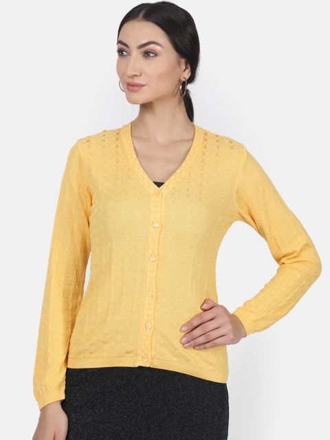 

Monte Carlo Women Yellow Solid Cardigan Sweater