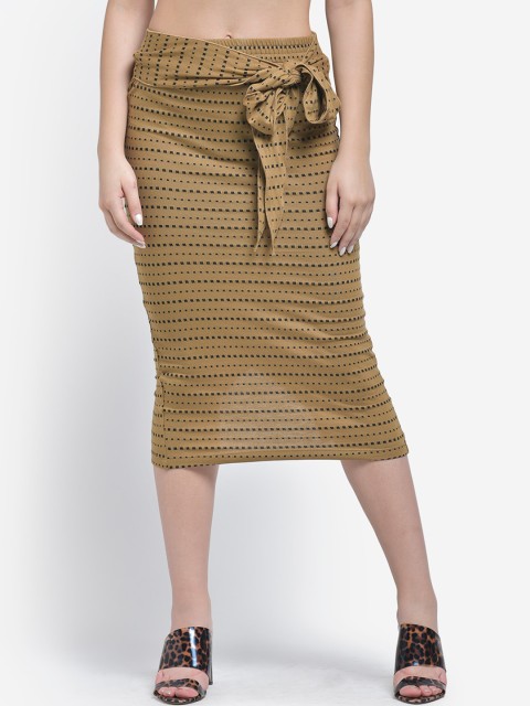 

Texco Khaki Waist Tie-Up Formal Skirt For Women