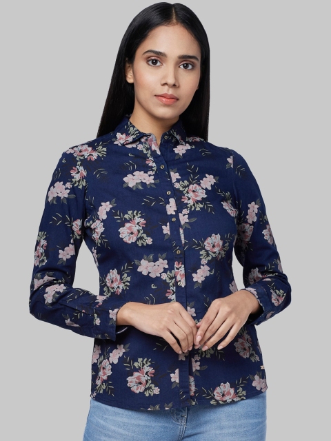 

Park Avenue Woman Women Blue Regular Fit Printed Casual Shirt