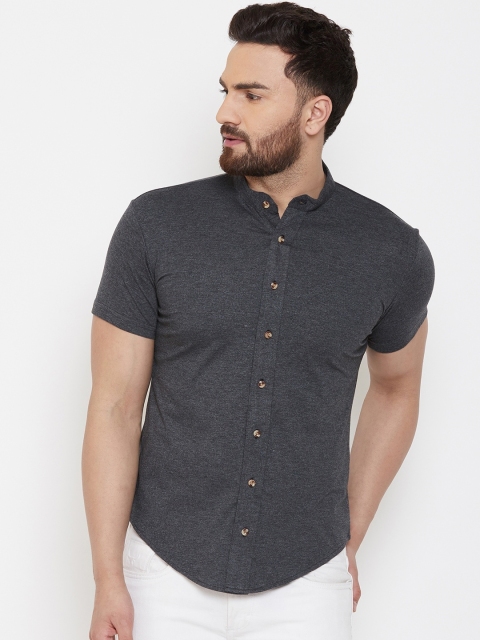 

GESPO Men Grey Regular Fit Solid Knitted Casual Shirt