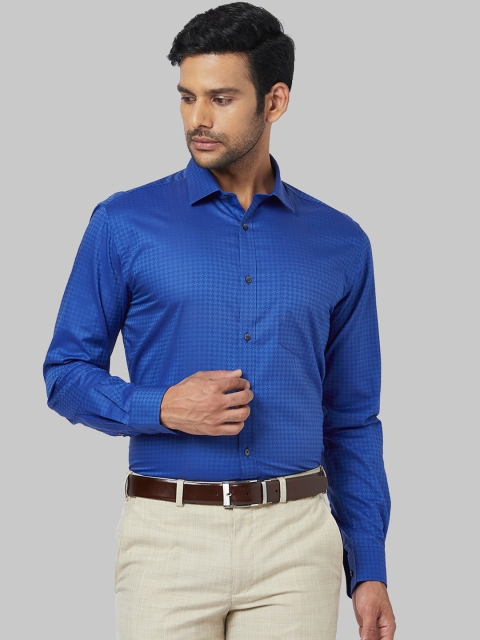 

Park Avenue Men Blue Regular Fit Self Design Formal Shirt