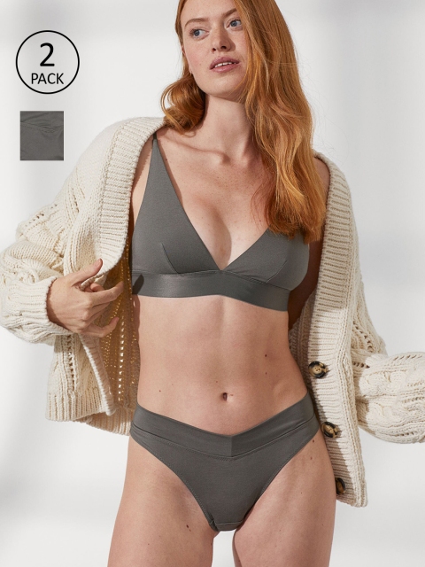 

H&M Women Green Solid 2-Pack Modal Brazilian Briefs