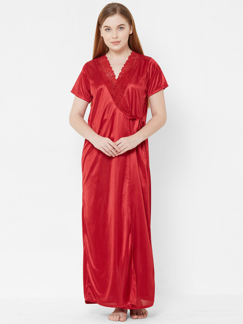 

FashionRack Maroon Solid Nightdress
