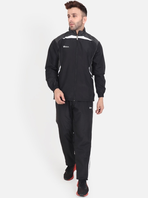 

VEGA Men Black Solid Sports Tracksuit