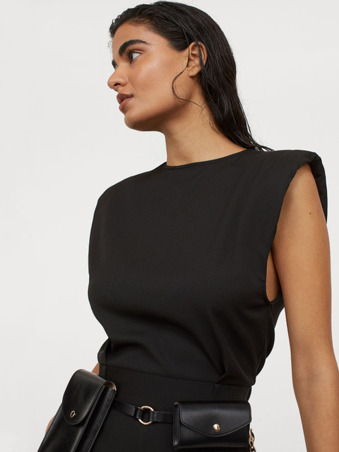 

H&M Black Shoulder-Pad Jumpsuit