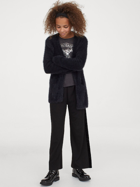 

H&M Girls Black Wide Cropped Trousers