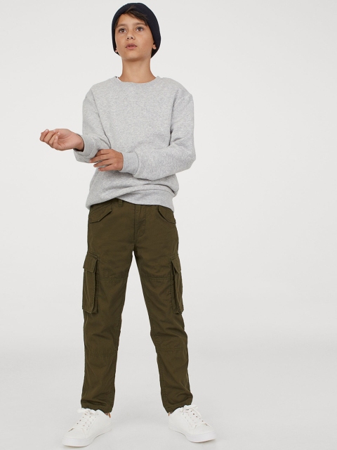 

H&M Boys Green Solid Lined Cargo Trousers