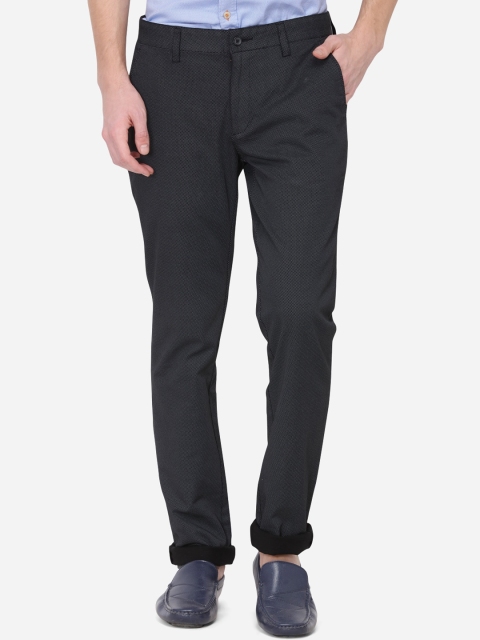 

Greenfibre Men Black Skinny Fit Self Design Regular Trousers