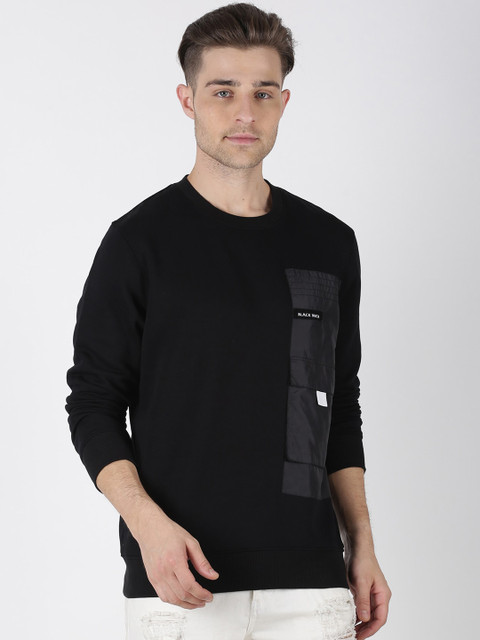 

BLACK BUCK Men Black Solid Sweatshirt