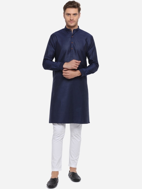 

JADE BLUE Men Blue Solid Straight Modi Kurta