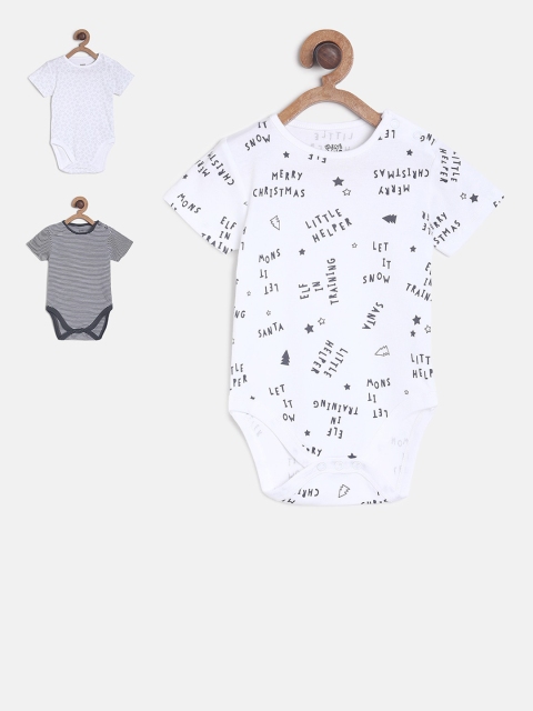 

MINI KLUB Pack of 3 Printed Bodysuits, White