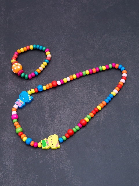 

Golden Peacock Multicoloured Handcrafted Beaded Jewellery Set, Multi