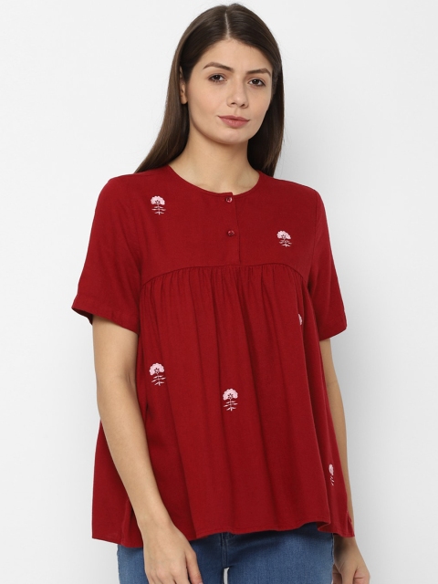 

Allen Solly Woman Women Maroon Solid A-Line Top