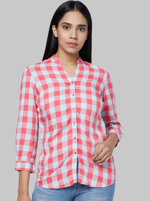 

Park Avenue Woman Women Red & Blue Regular Fit Checked Casual Shirt