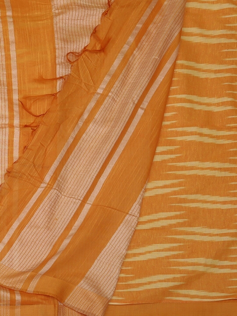 

Pothys Yellow & Silver Jute Cotton Solid Saree