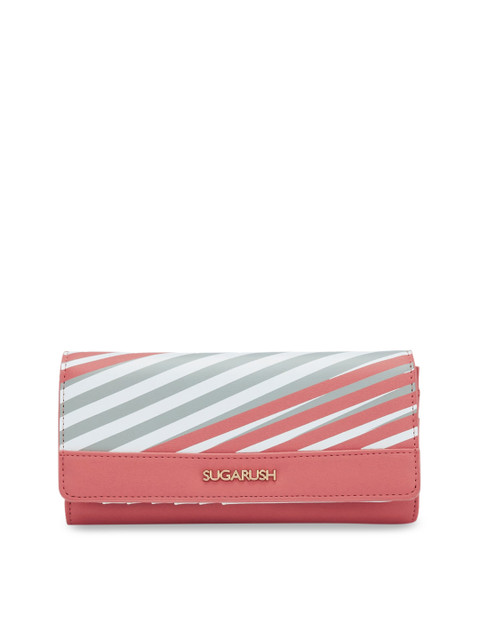 

Sugarush Women Pink & White Striped Envelope