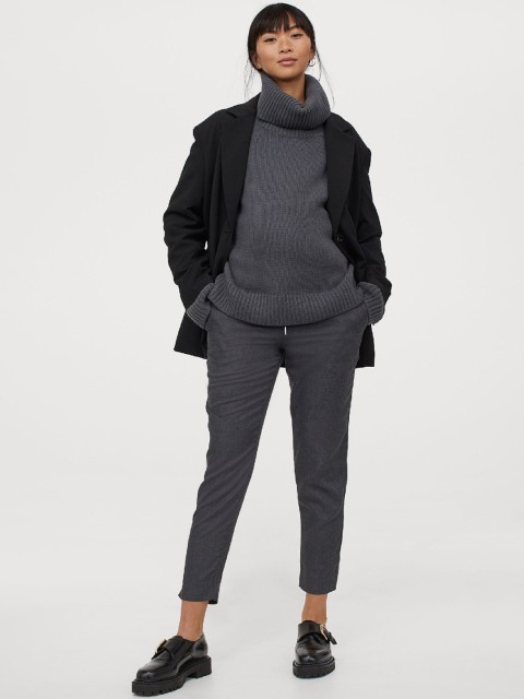 

H&M Women MAMA Ankle-Length Trousers, Grey