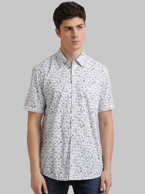 

Parx Men White & Grey Regular Fit Floral Print Casual Shirt