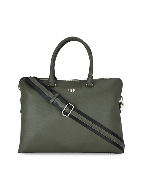 

AND Olive Green Solid Handheld Bag
