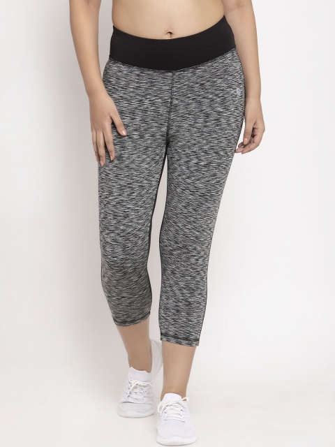 

BUKKUM Women Black & Grey Printed Three-Fourth Tights