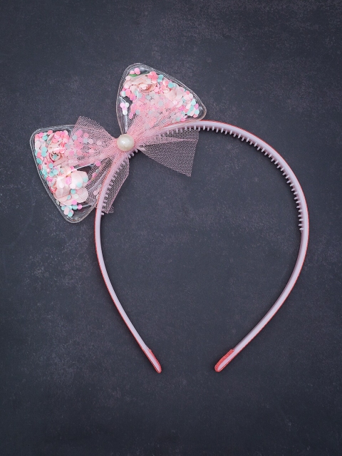 

Golden Peacock Pink Embellished Hairband