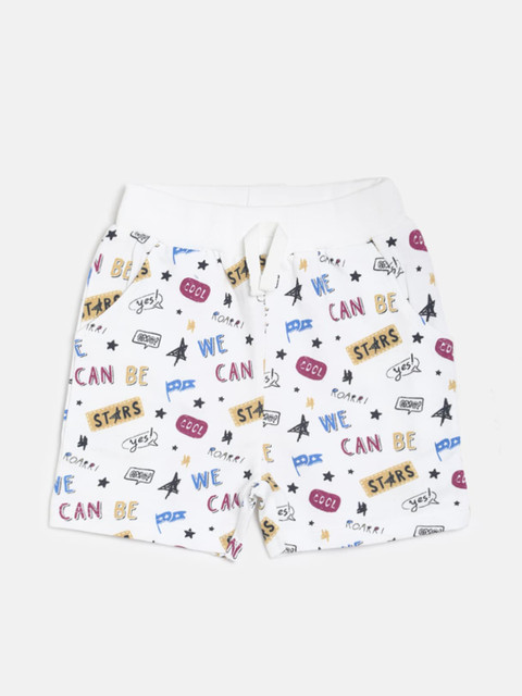 

MINI KLUB Boys White Printed Regular Fit Shorts