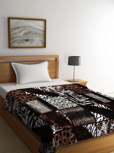 

NEUDIS Black & Brown Abstract Mild Winter 800 GSM Single Bed Blanket