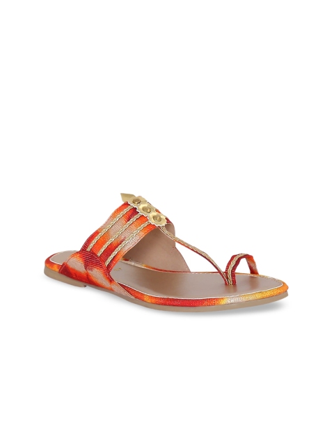 

Siendo Desi Women Orange Printed One Toe Flats