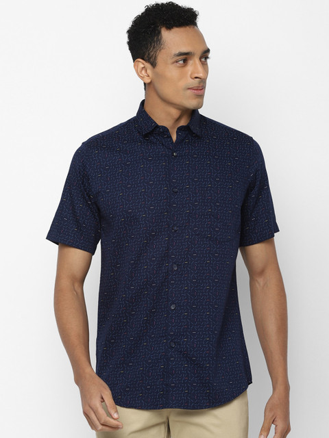 

Allen Solly Men Navy Blue Slim Fit Printed Casual Shirt