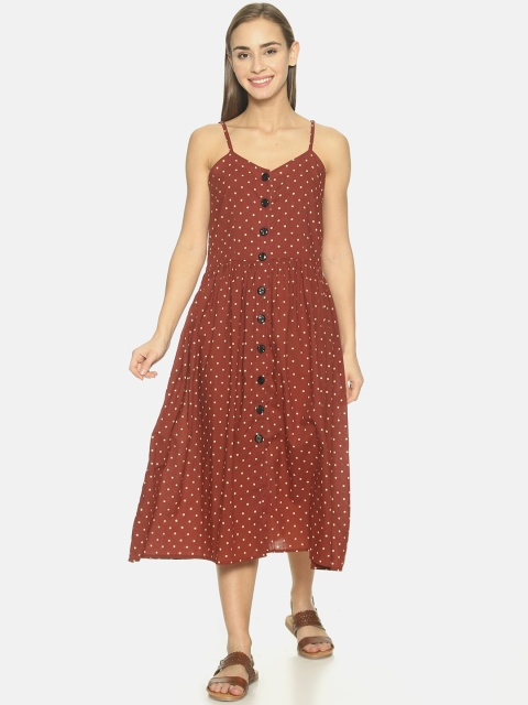 

NANGALIA RUCHIRA Women Maroon Printed A-Line Dress