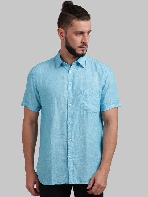 

Parx Men Blue Regular Fit Solid Casual Shirt