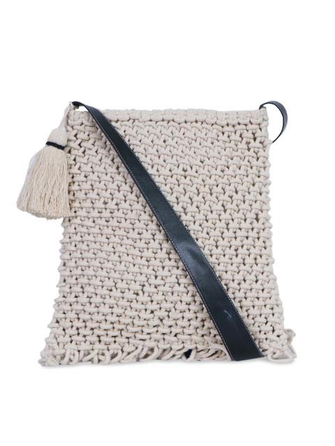 

Diwaah White Self Design Sling Bag